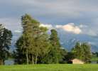 Foto: sonnig auf dem Weg zum Ufer, Berge leuchten